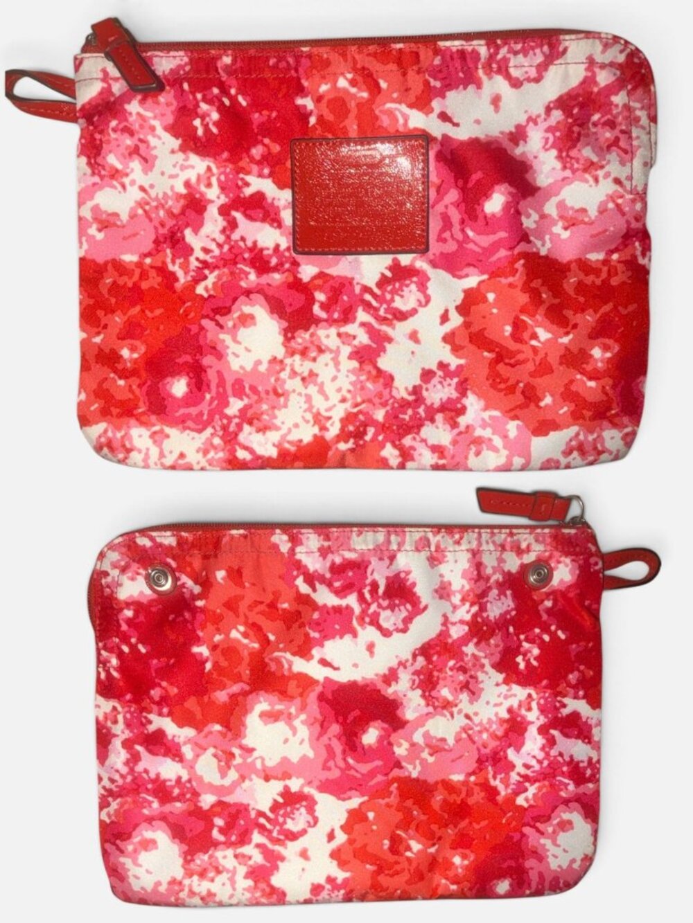 Coach Getaway Packable Weekender Tote F31441 Red Pink Floral Nylon Bag + Pouch - Picture 10 of 11
